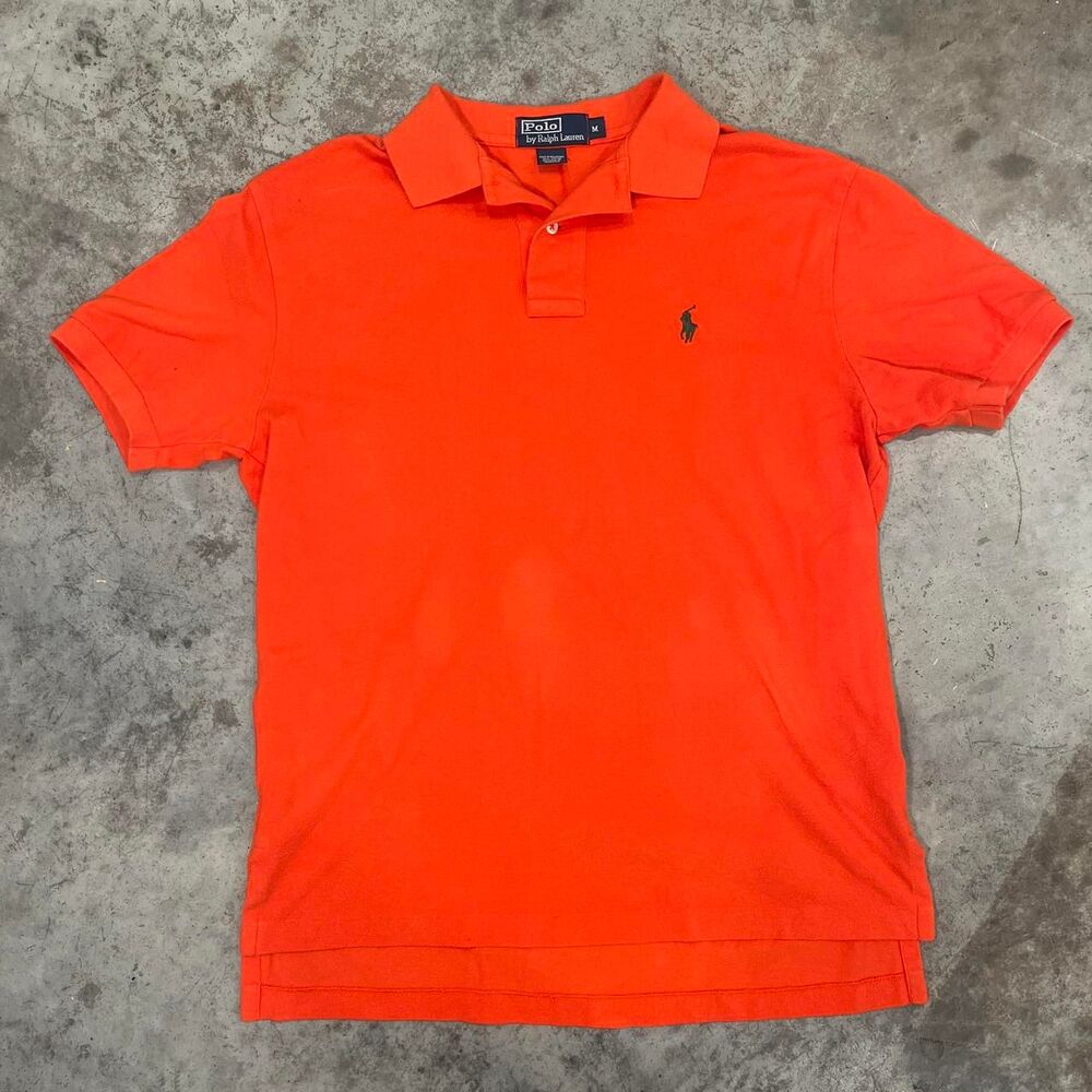 Polo Ralph Lauren orange polo shirt with green logo size m